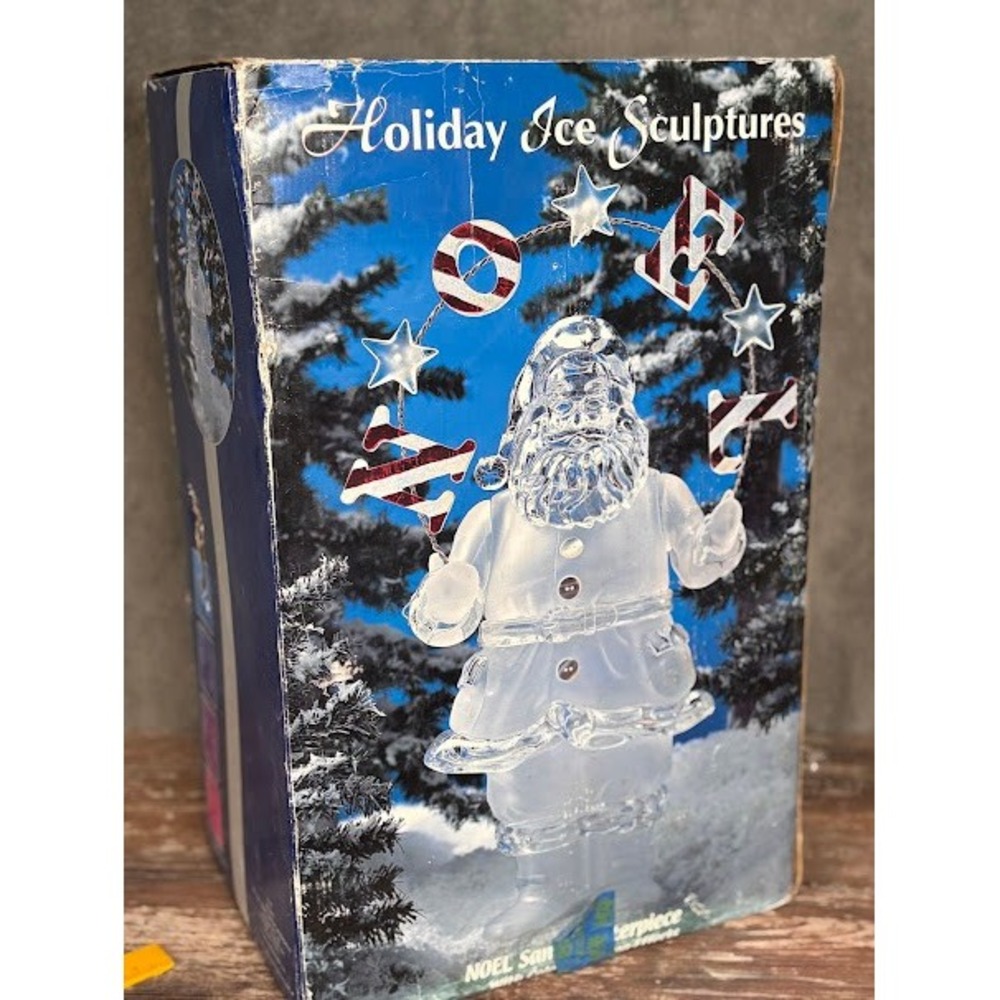 Holiday Ice Sculptures NOEL Santa Centerpiece‎ New Boxed